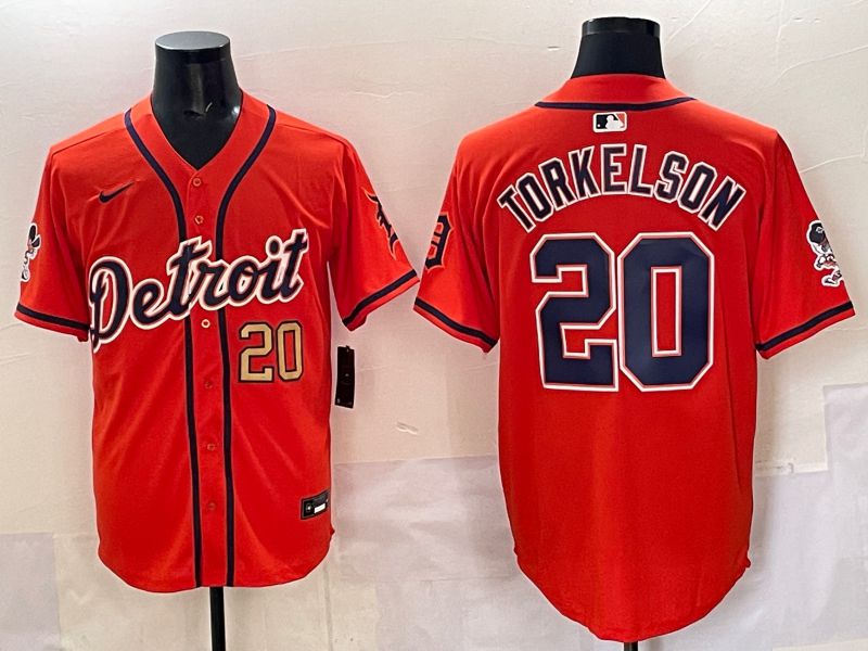 Men 2025 Detroit Tigers 20 Torkelson Orange Nike MLB Jersey style 02